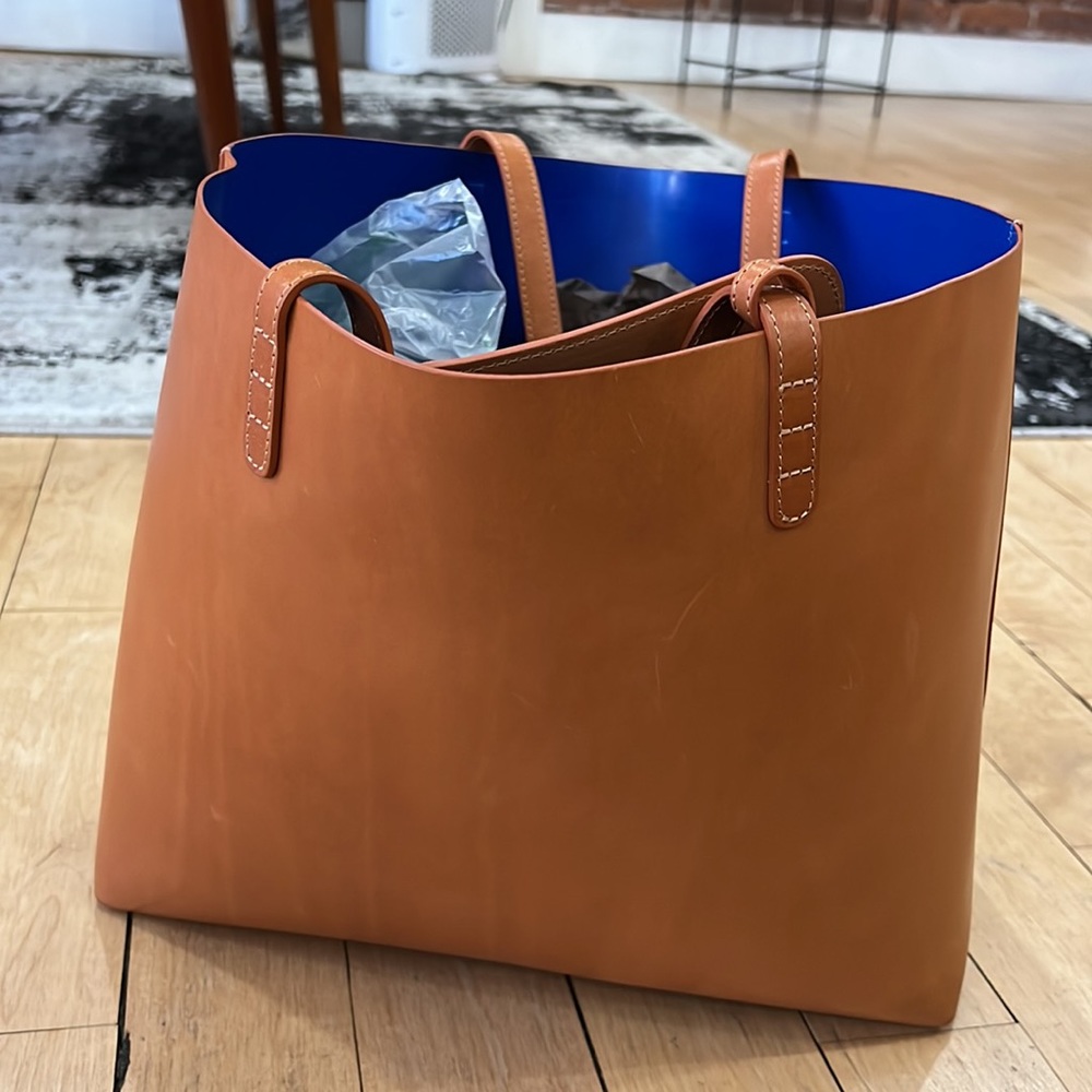 Mansur Gavriel Large Tote Cammello/Royal blue - Picture 15 of 16
